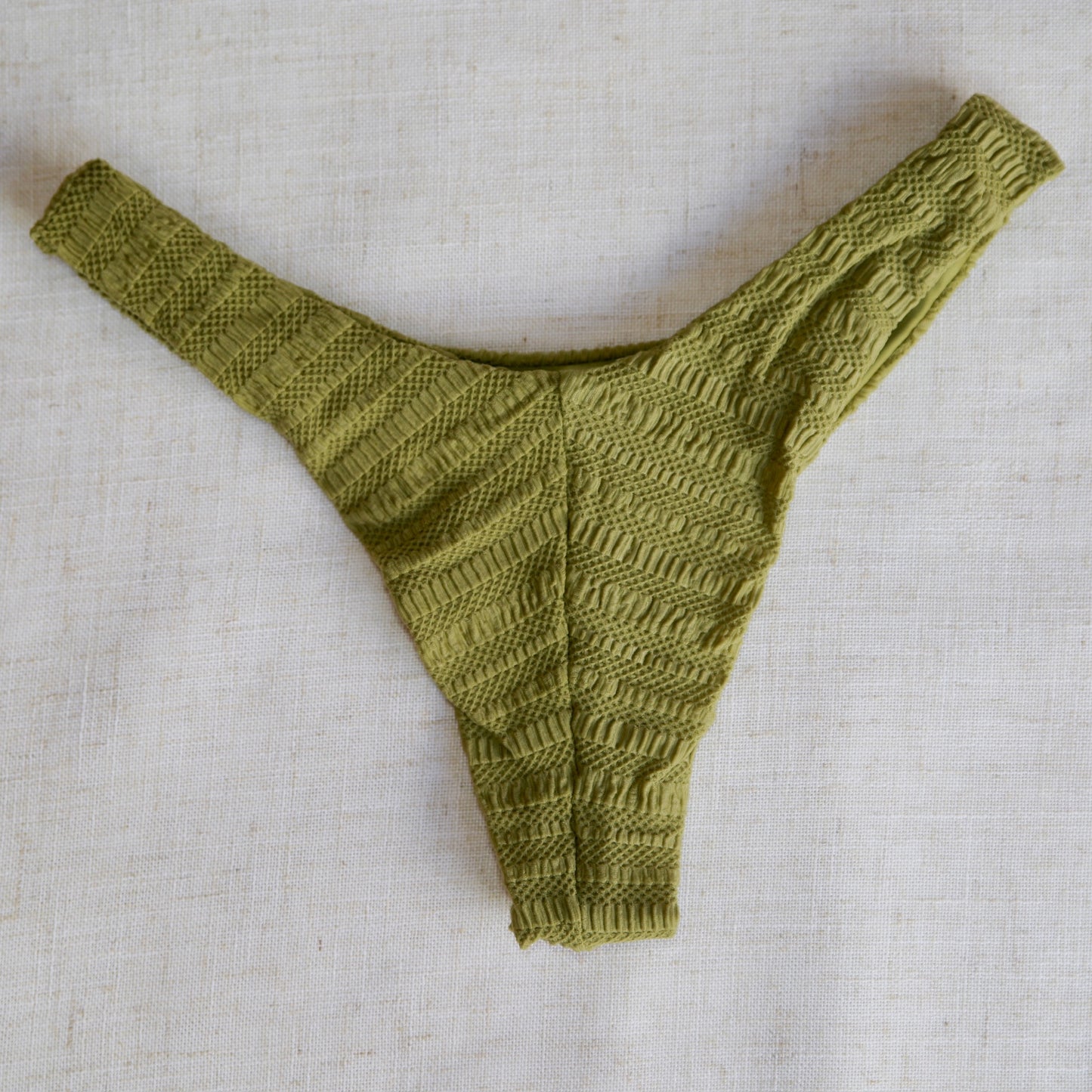Brazilian Bikini Bottom - Olive Green Textured Ultra-stretch Fabric